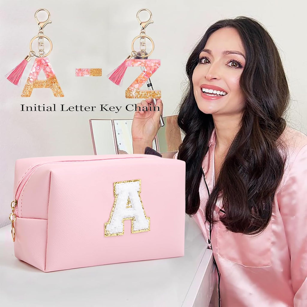 AIBFRID Birthday Gifts for Women Her,Travel Cute Makeup Bag,Large Capacity Cosmetic Bags for Women Makeup Pouch PU Leather Waterproof Cosmetic Bag (P, Pink)