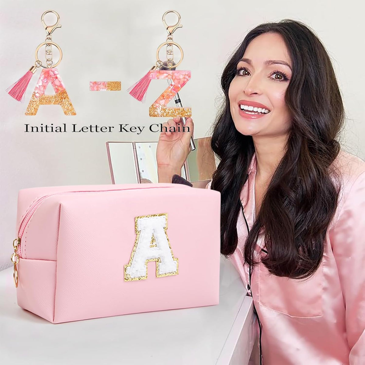 AIBFRID Birthday Gifts for Women Her,Travel Cute Makeup Bag,Large Capacity Cosmetic Bags for Women Makeup Pouch PU Leather Waterproof Cosmetic Bag (P, Pink)