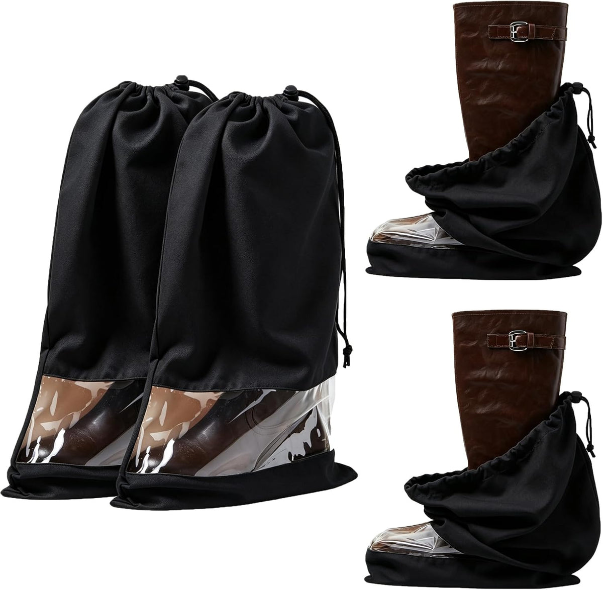 4 Pack Single Boot Bag, Portable Dust Proof Boot Bags for Cowboy Boots