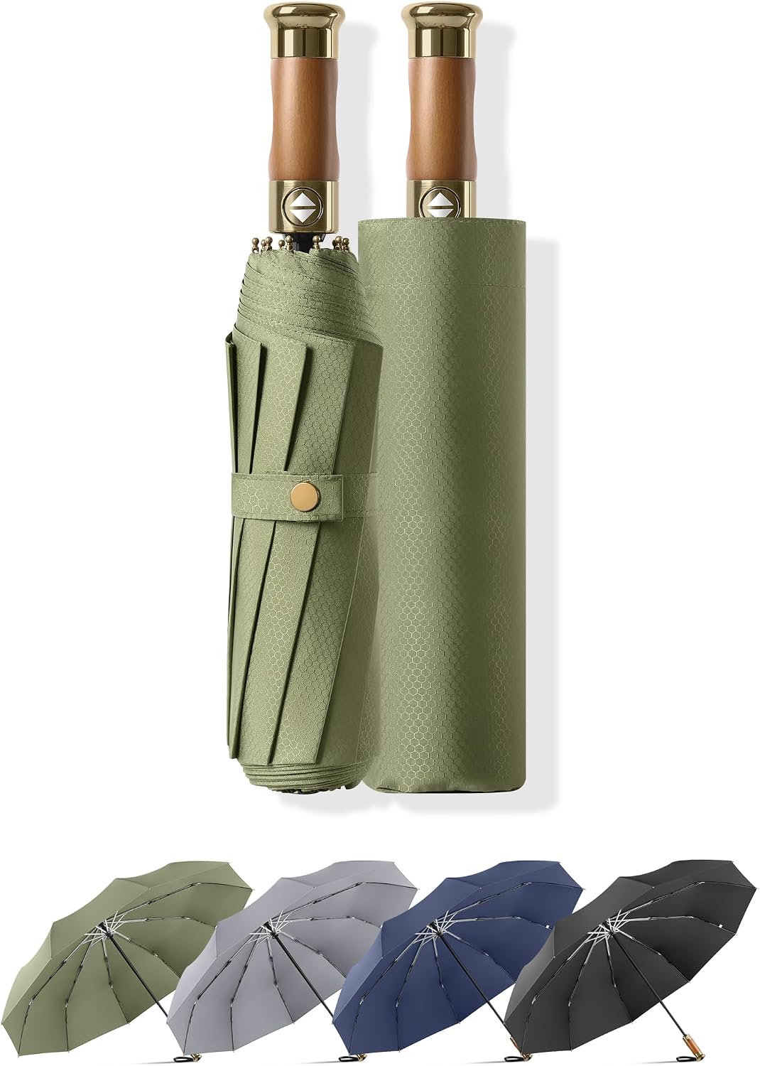 Rain Cats Large 45/50 Inch Umbrellas for rain Strong10 Ribs Fiberglass Umbrella Windproof Wabig Compact Automatic portable Folding Travel Thick Fabric Wood handle