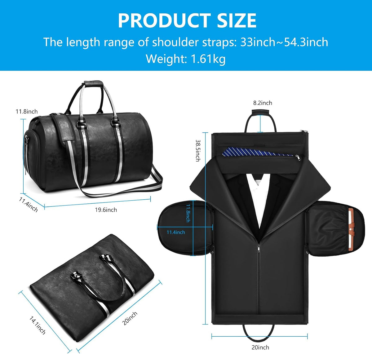 2 in 1 Carry on Convertible Garment Bags Duffel Suit Bag Travel