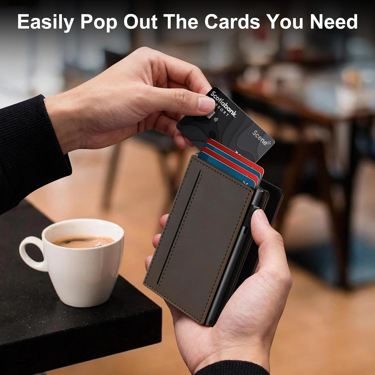 Card Wallet For Men Slim Minimalist: Smart Rfid Front Pocket Pop Up Wallets