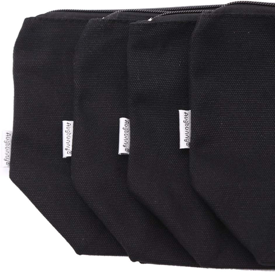 100% Cotton 16oz Heavy Duty Multi-Purpose Canvas Zipper Cosmetics Makeup Travel Toiletry Organizing Pouch 4-Pack