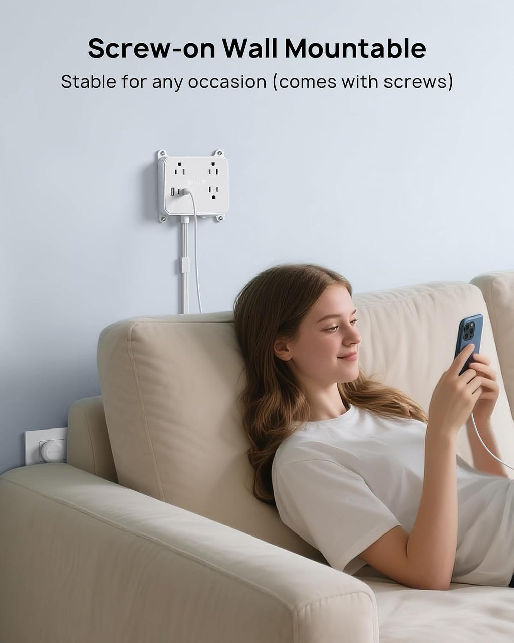 TROND Flat Power Strip with 360° Rotating Plug