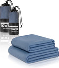 Tentock Microfiber Quick Dry Towel & Bath Towel Set - Lightweight Compact Camping Gym Travel Towels with Carry Bag(Blue)