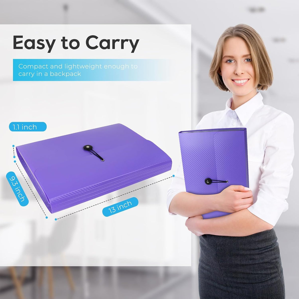 Accordion File Organizer, Expanding File Folder for Sorting Documents and Papers, 13 Pockets File Storage Organizer for Home, Travel and Office Use, Hospital Bag Essentials (Purple)