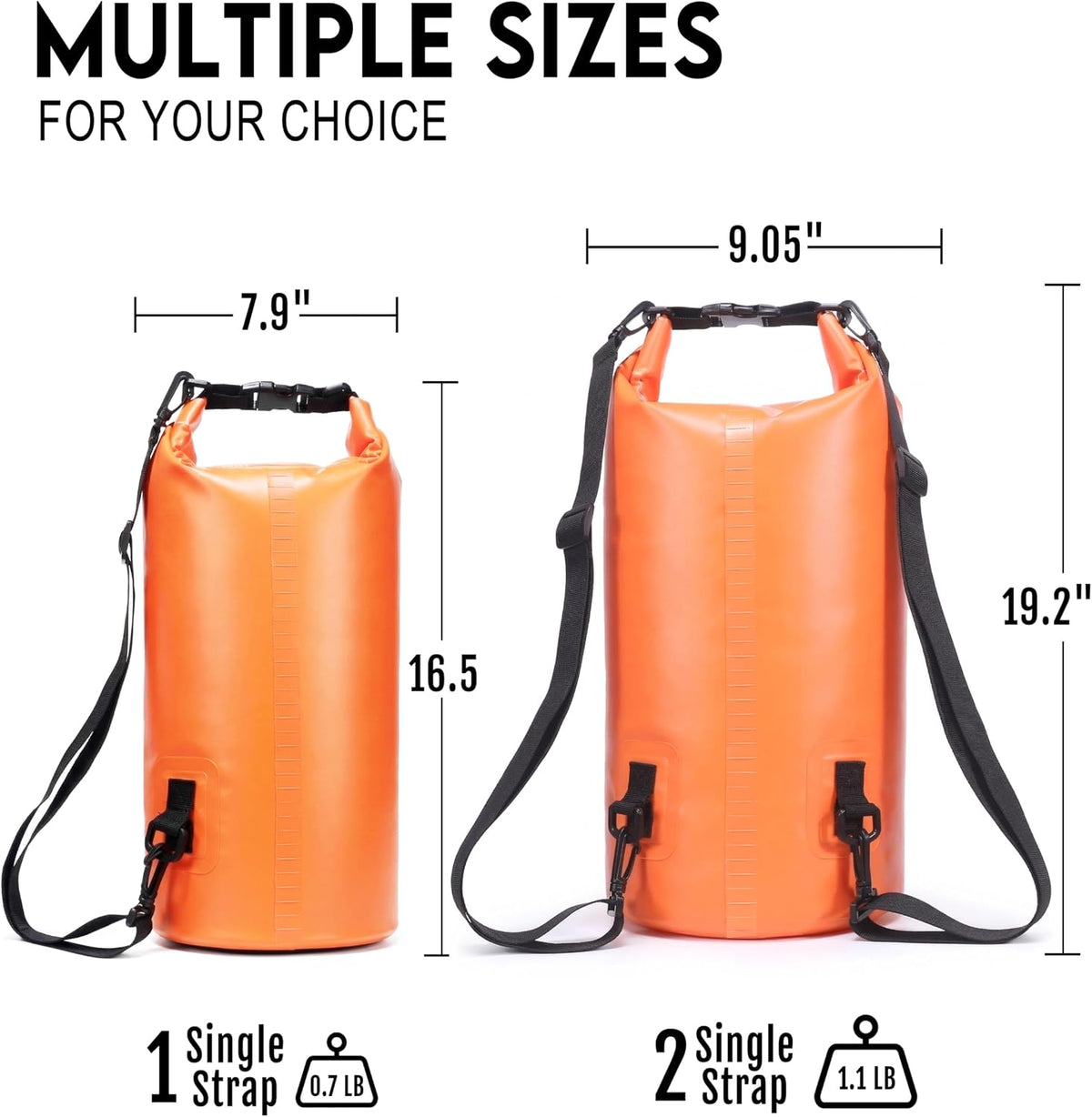 Soulsfeng Waterproof Dry Bag Backpack, Roll Top Floating Dry Storage Bag with Phone Case, Lightweight Dry Sack for Kayaking, Boating, Beach, Travel, Camping 20L, Orange
