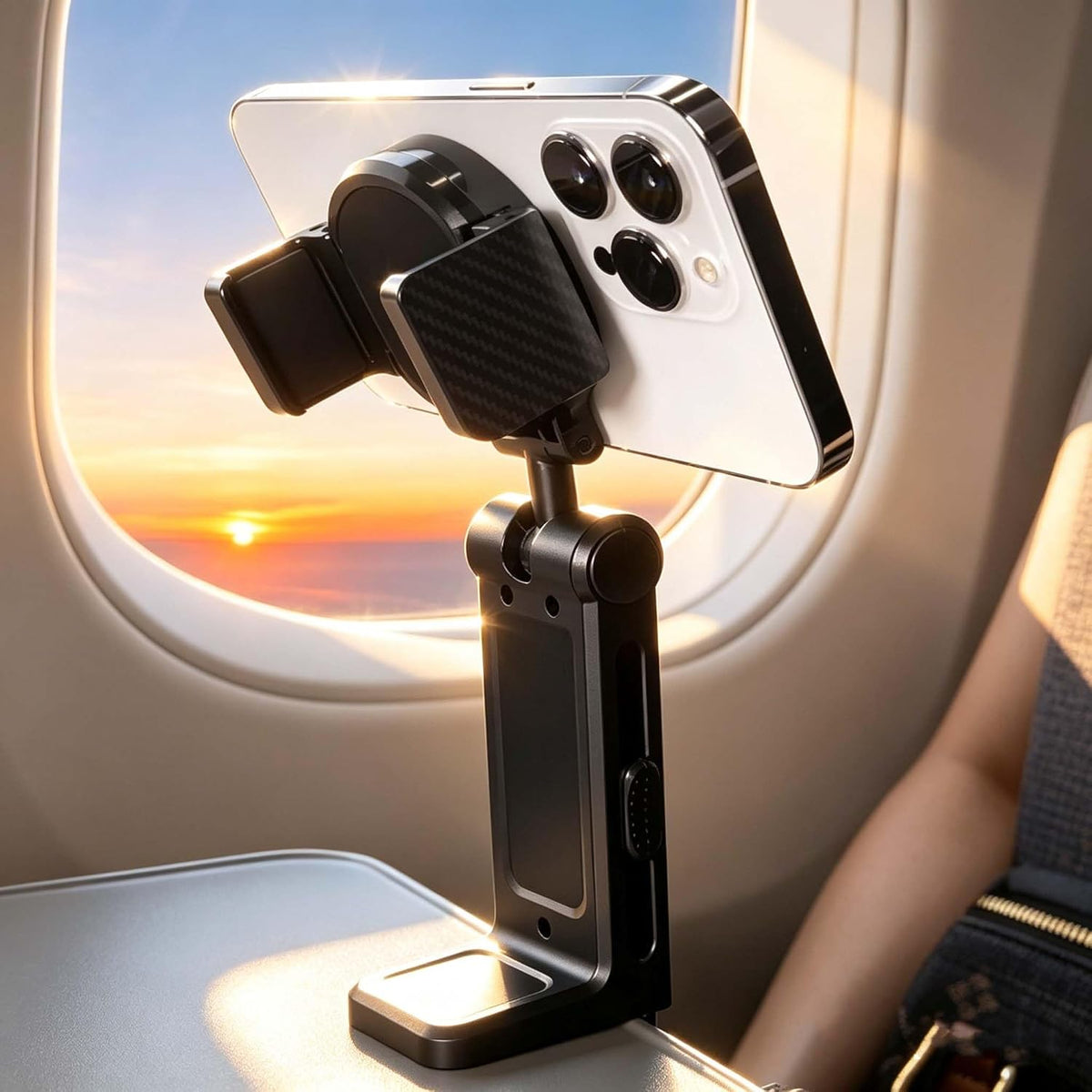 Airplane Travel Essentials Phone Holder for Desk,Magnetic Phone Holder with Clip, 360° Rotation, Travel Essential Mount for Airplane for Airplane, Travel Must Haves Phone Stand for Desk, Tray Table