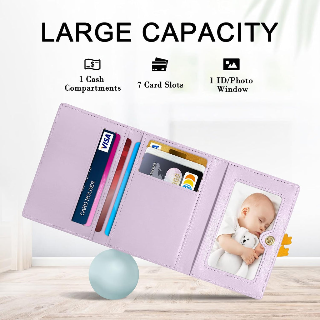 Cute Small Women Wallet with RFID Blocking,Suitable Kid Girls Ladies (Duck Purple)