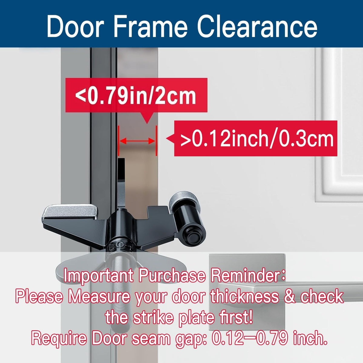 1 Pack Adjustable Portable Door Lock, Hotel Door Locks for Travelers, Prevent Unauthorized Entry, Door Stoppers Security for Travel Bedrooms Apartment Airbnb Dorm, with Silicone Caps
