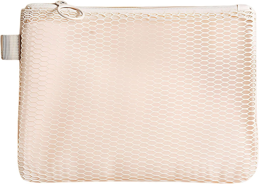 Mesh Makeup Bag Organizer, Large Capacity Travel Make up Pouch Cosmetic Bag for Women, Skincare Pouch, Portable Travel Toiletry Bag Daily Essential Storage Bag for Girls, Medium