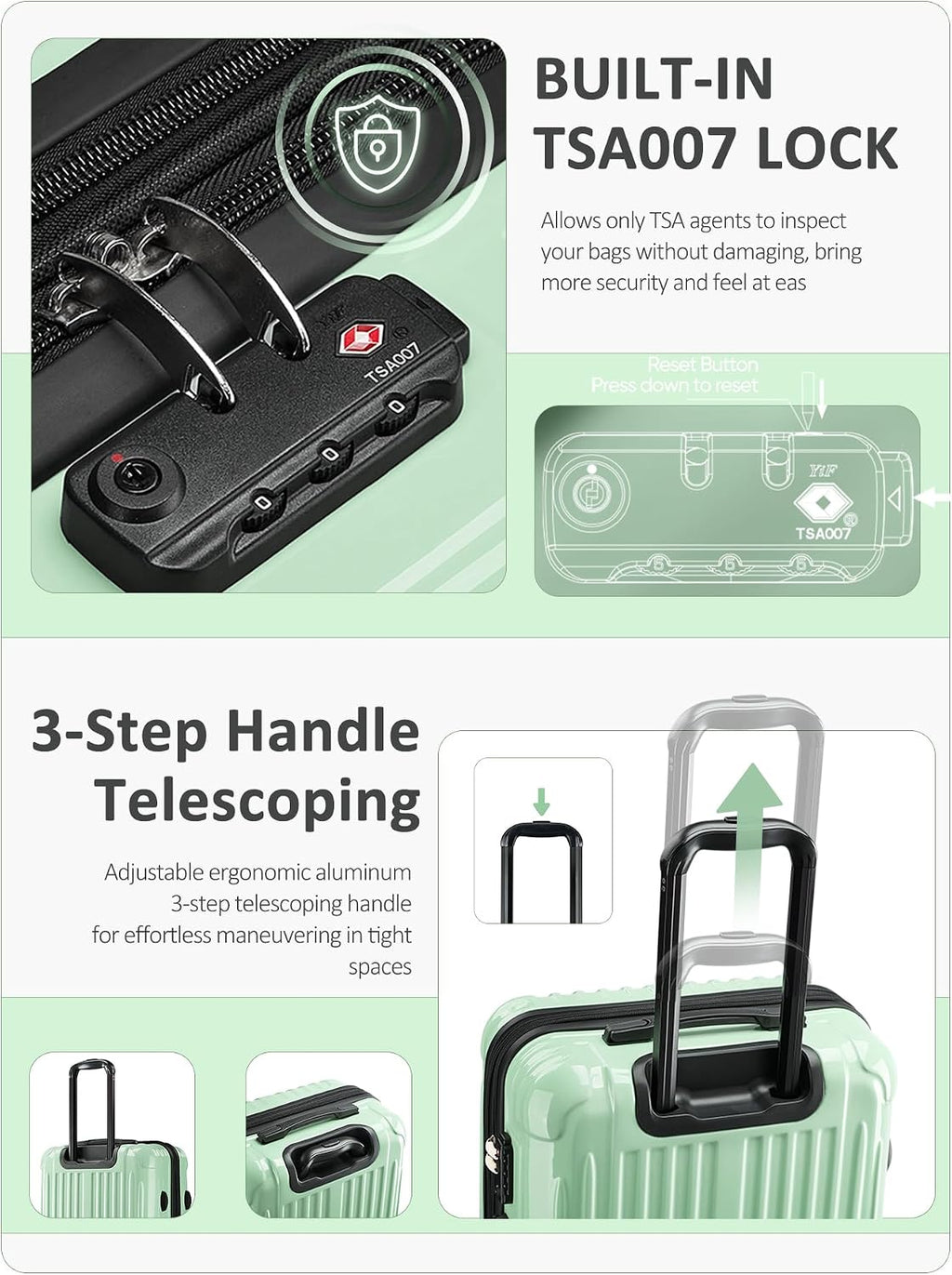 Expandable Checked Luggage Suitcase with Wheels