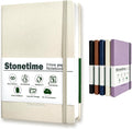 Stone Paper Dot Grid Notebook A5, Vegan Leather Hardcover Journal 160 Pages, Waterproof Notepad for Executive Office Travel（Beige）