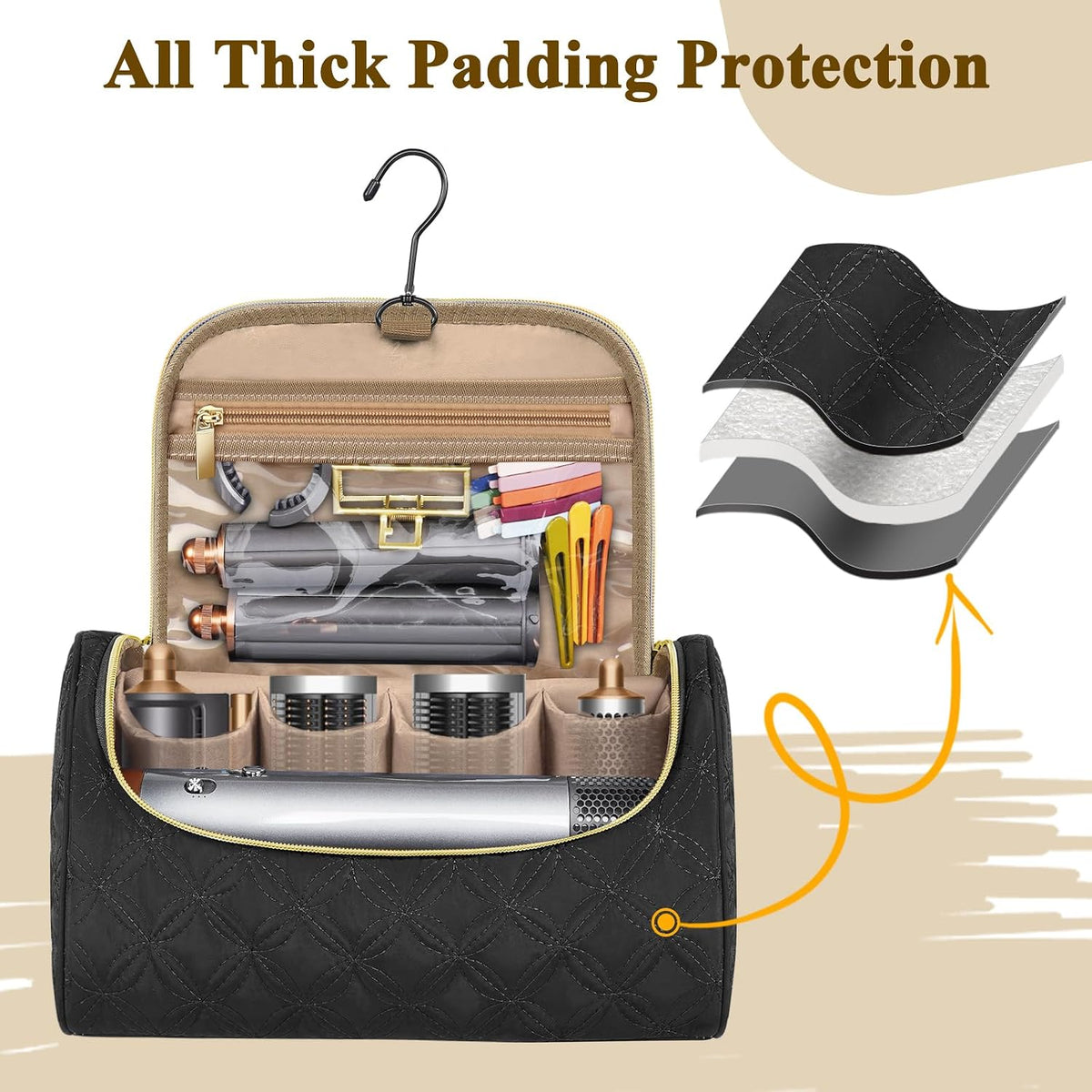 Mancro Padded Travel Case Compatible with Dyson Airwrap, Black