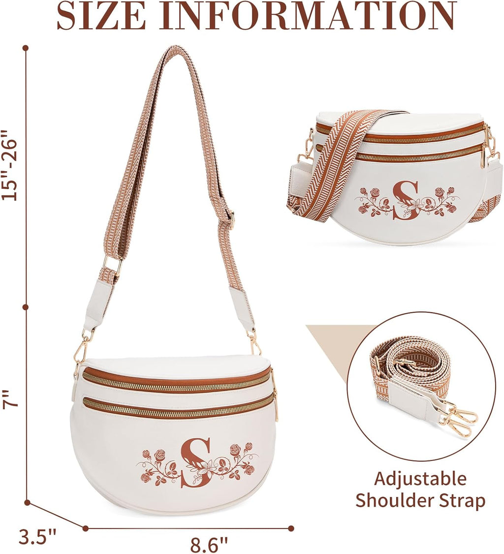 Viverte Personalized Gifts for Women Initial Bum Bags Pu Leather Crossbody Bags Letters Purses for Mom