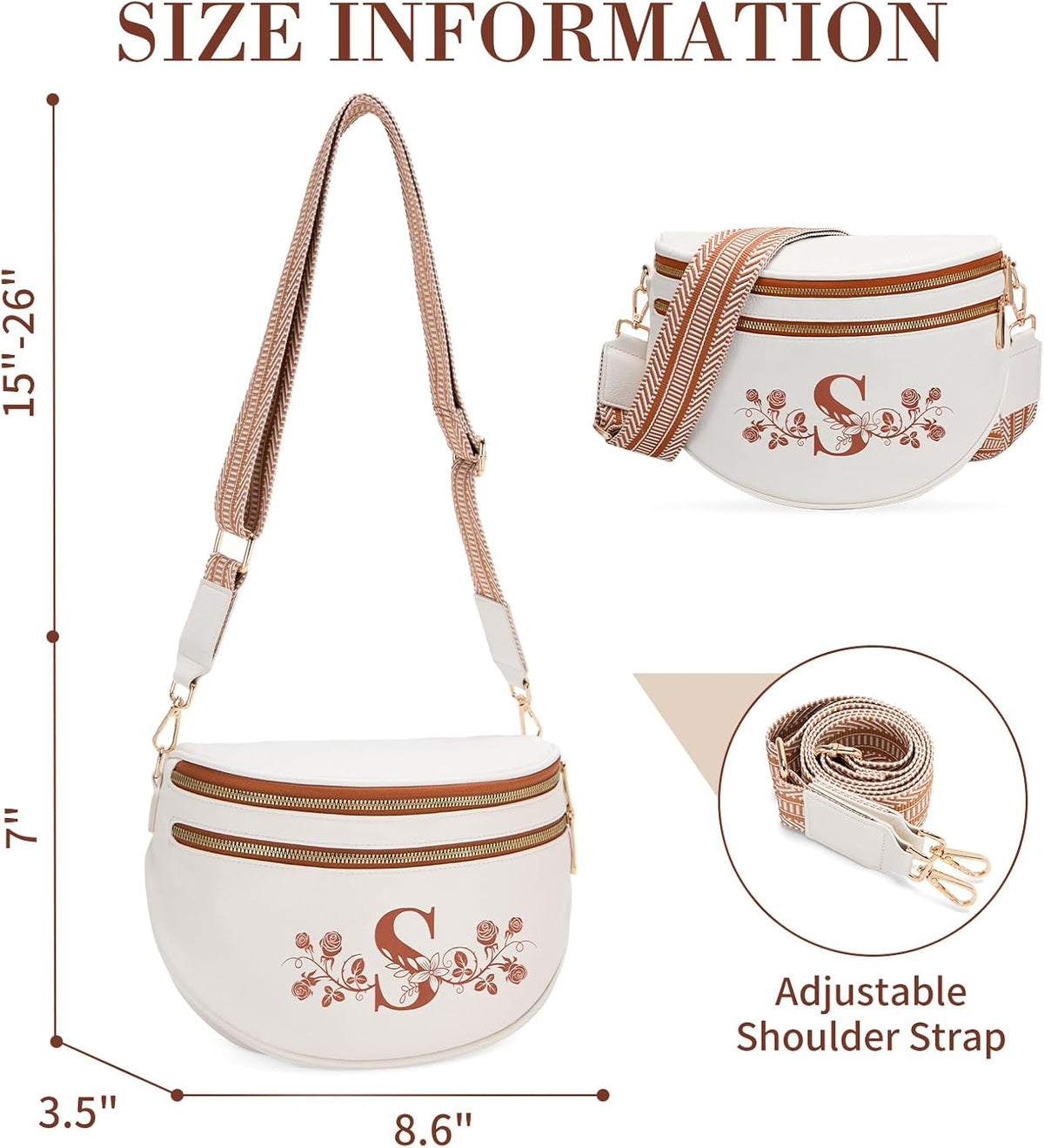 Viverte Personalized Gifts for Women Initial Bum Bags Pu Leather Crossbody Bags Letters Purses for Mom