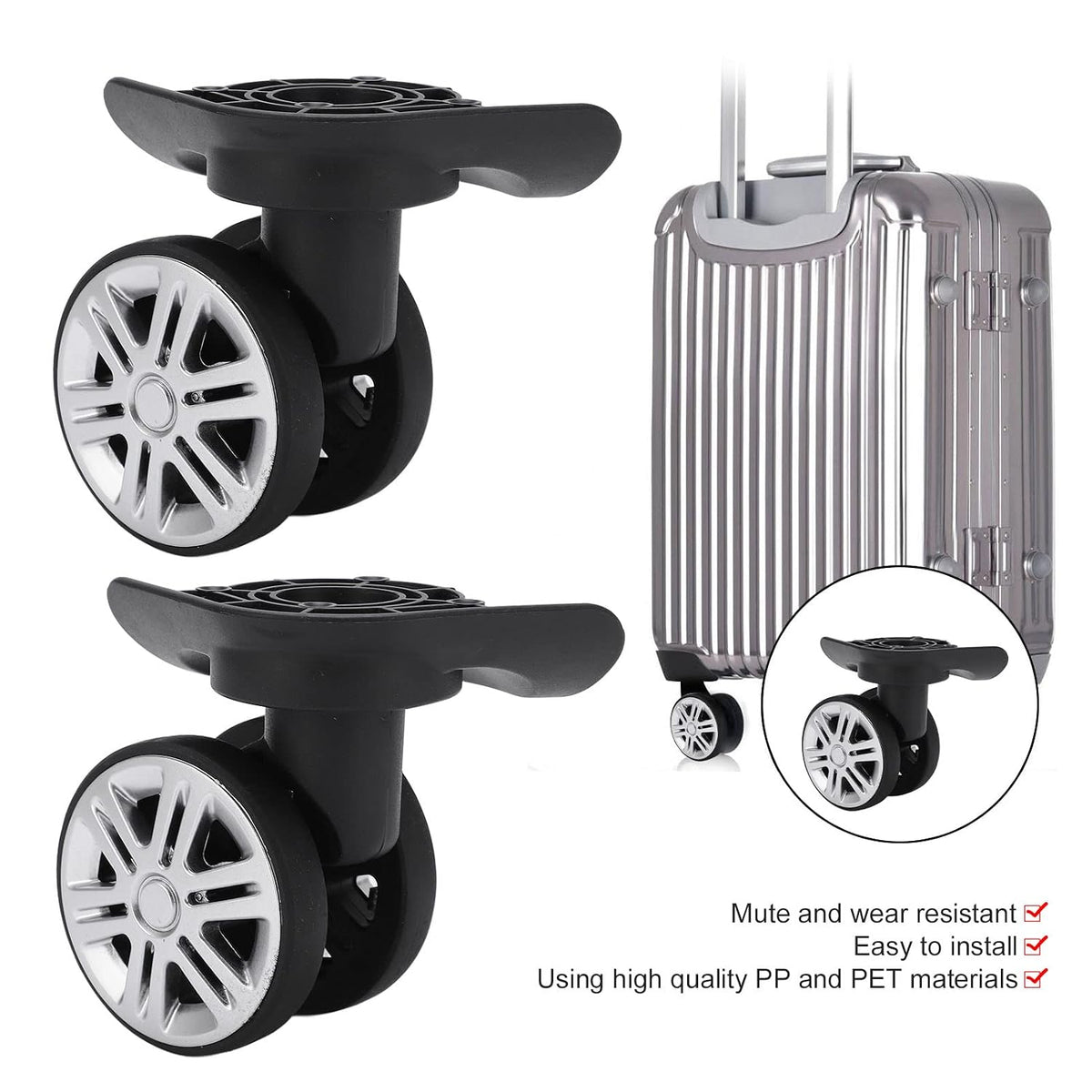 1 Pair Luggage Wheels Replacement for Suitcase Spinner Trolley Silent Double Row Caster Wheels Travel Trunk Roller Parts