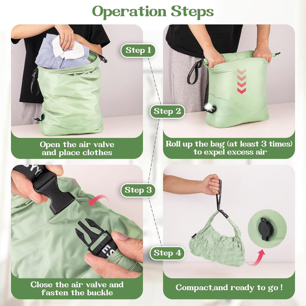 Travel Laundry Bag, Waterproof Compression Bags for Dirty Clothes