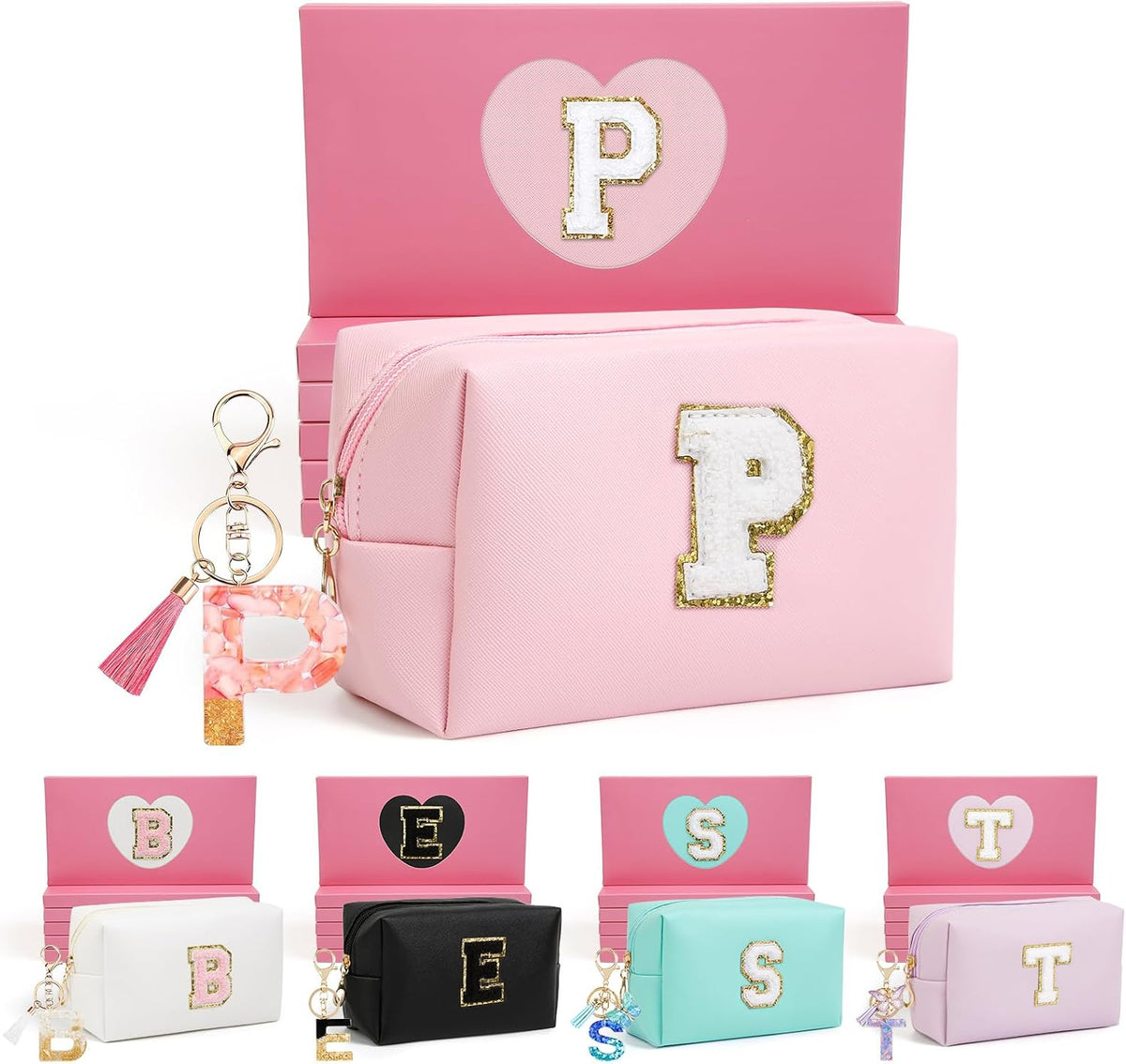 AIBFRID Birthday Gifts for Women Her,Travel Cute Makeup Bag,Large Capacity Cosmetic Bags for Women Makeup Pouch PU Leather Waterproof Cosmetic Bag (P, Pink)