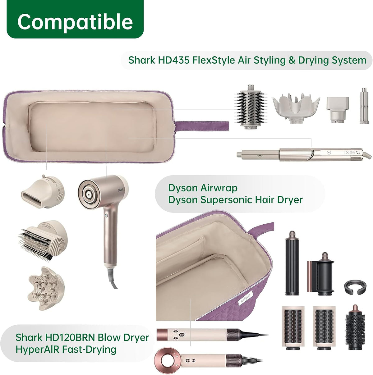 KarSyon Shark Flex Style Case for Dyson Airwrap Hair Dryer Tools Travel Bag