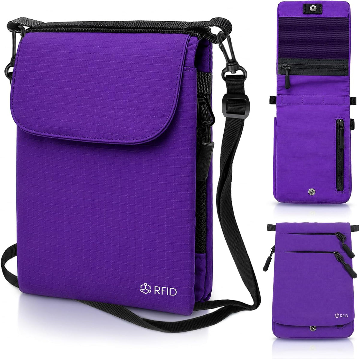 RFID Blocking Passport Holder for Travel Women Wallet Suit Single & Couples, Travel Essentials Neck Wallet with Adjustable Strap and Multi-Pocket Document Organizer Men for International Travelers