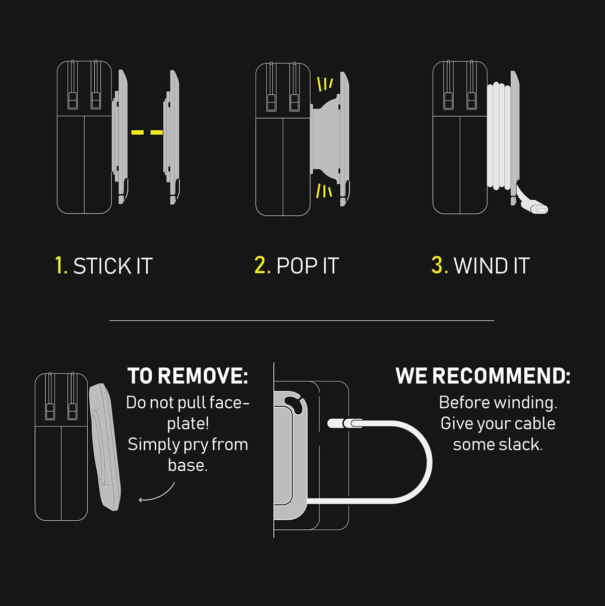 Fuse Reel The Side Kick Collapsible Charger Organizer With USB-C Right Angle Adapter Compatible with MacBook and PC charging cords and adapter cable management best computer winder (White w/Adapter)