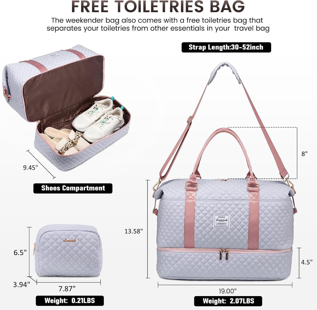 LOVEVOOK Travel Duffle Bag,Weekender Bags for Women with Shoe Compartment