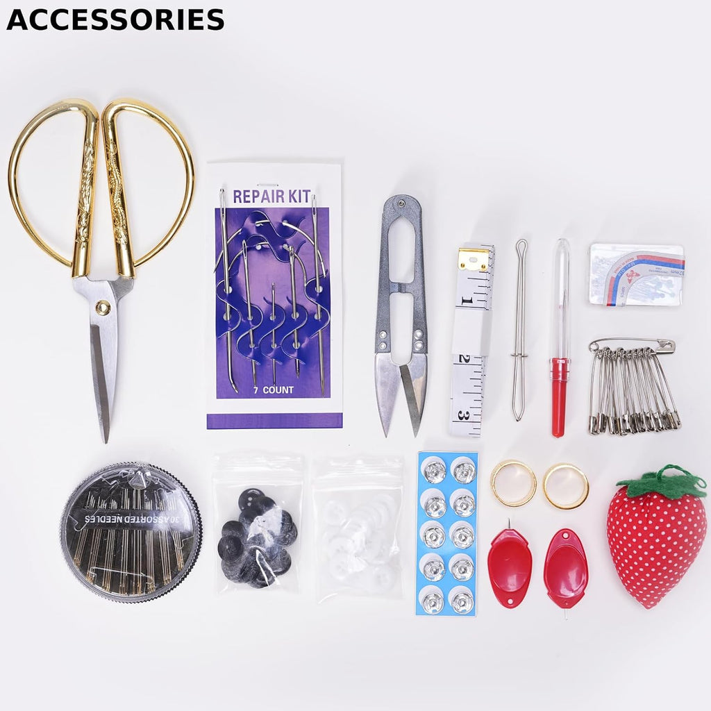 Wooden Sewing Kit Box, Wooden Sewing Box with Sew Kit Accessories