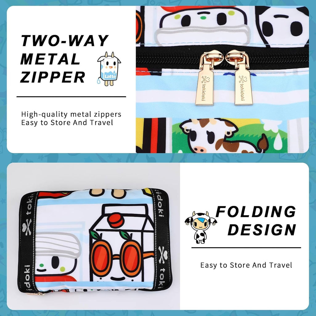 Tokidoki Unicorno Foldable Duffle Bag for Travel, 40L Expandable Weekender Bags with Trolley Sleeve Overnight Bags for Travelling (Blue)