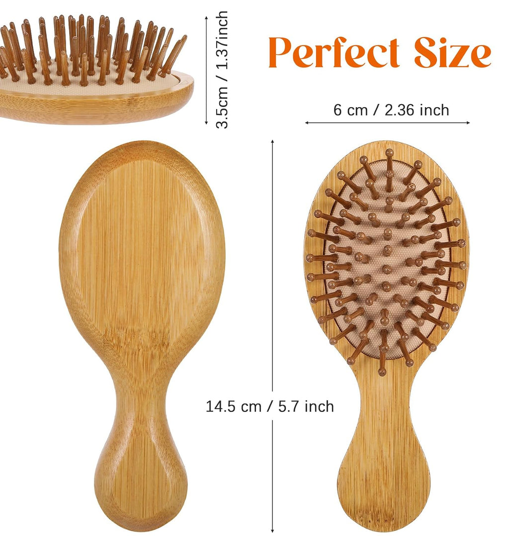 Mini Bamboo Brush, 2 PCS Bamboo Hair Brush Detangler