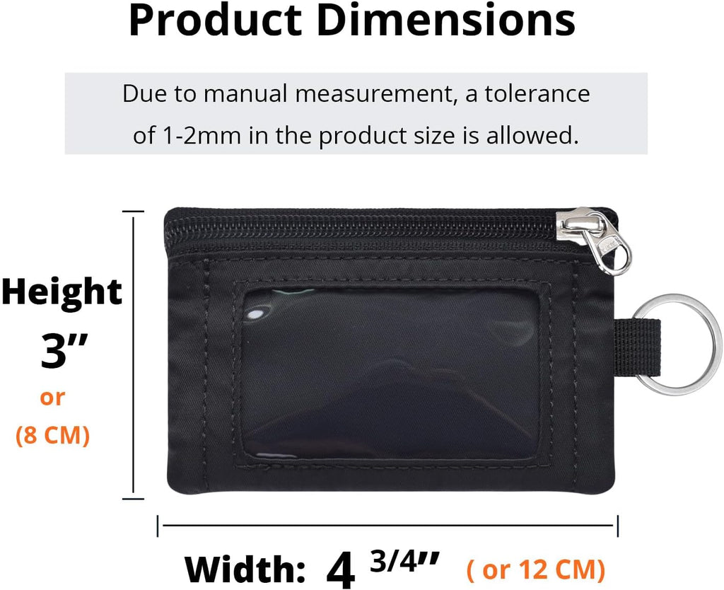 RFID Blocking Travel Wallet with Adjustable Lanyard, Small Nylon Zipper Pouch and Badge Holder for ID, Credit Cards, Cash, Keys, Commuters (Black)