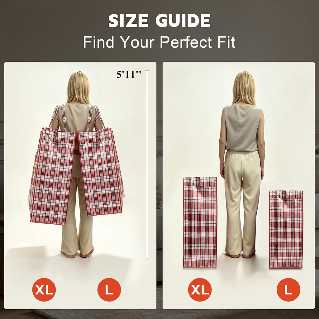 3 Pack 137L Large Moving Bags - Durable Zipper & Wrap-Around Handle