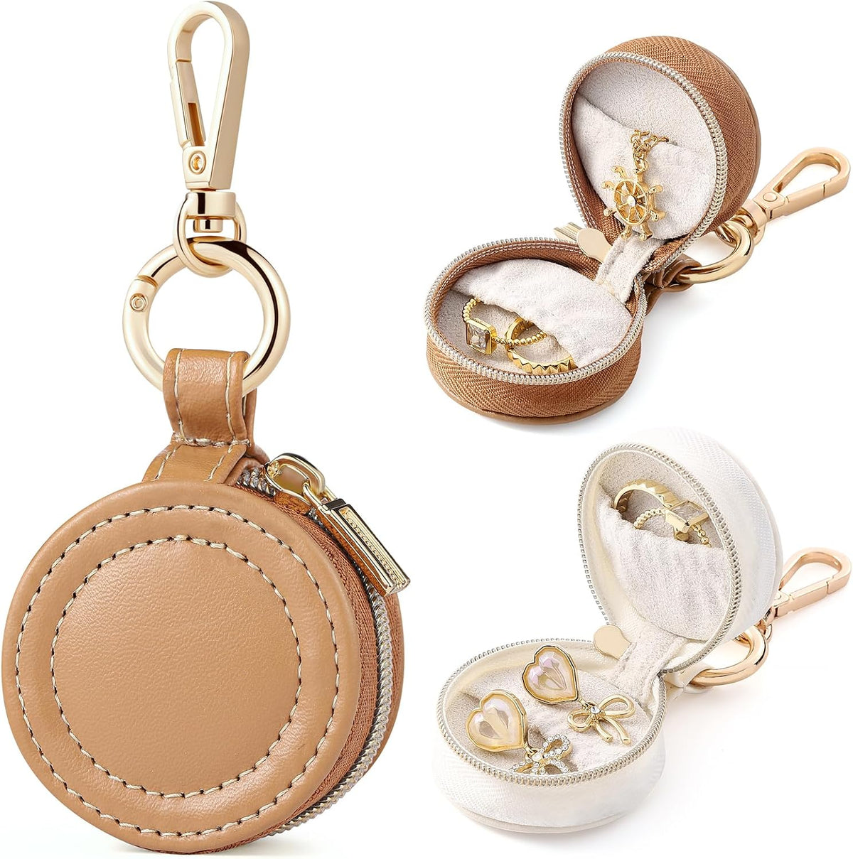 2 Pcs Portable Jewelry Ring Holder Boxs with Keychain