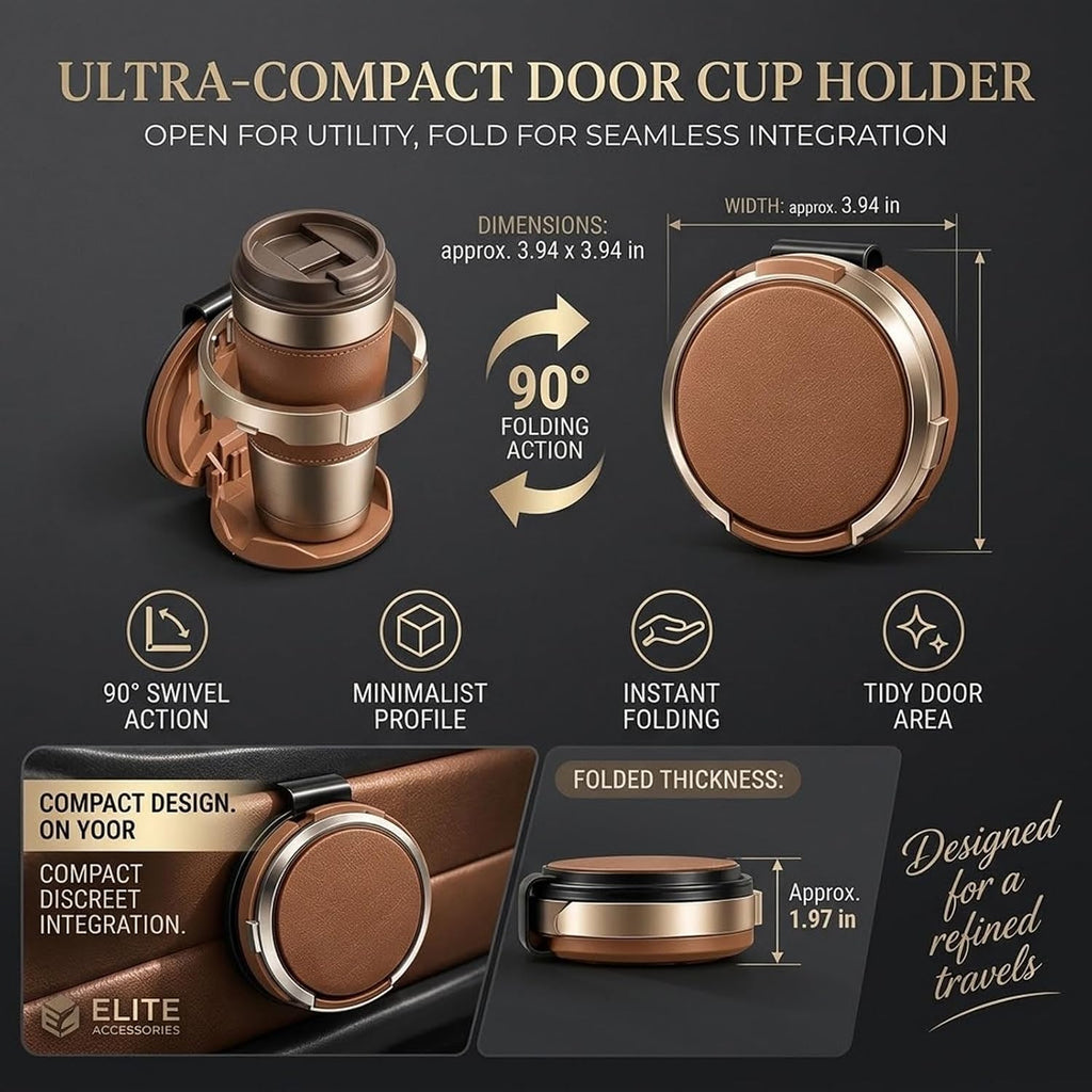 2026 New Foldable Car Door Cup Holder with Hook for Cups Phone Organizer,Orange：for Door：4 Pack,Multi-Functional Car Mount Folds to 3.94'' and Clips to Car Doors Without Tools