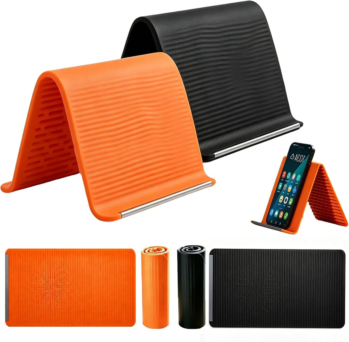 2-Pack Cell Phone Stand for Desk, Flexible Silicone Airplane Phone Holder
