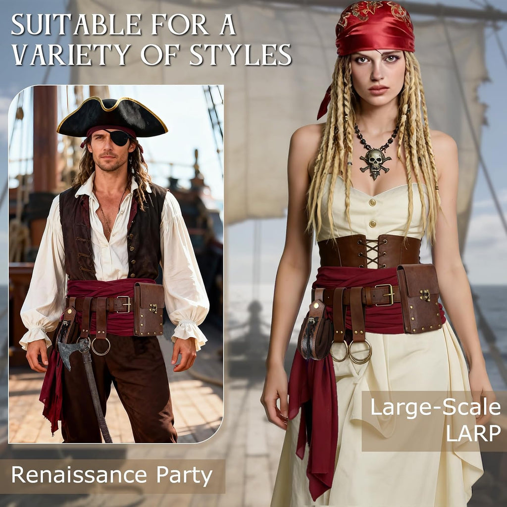Renaissance Belt Pouch Medieval Pirate Costume Accessories Set for Cosplay