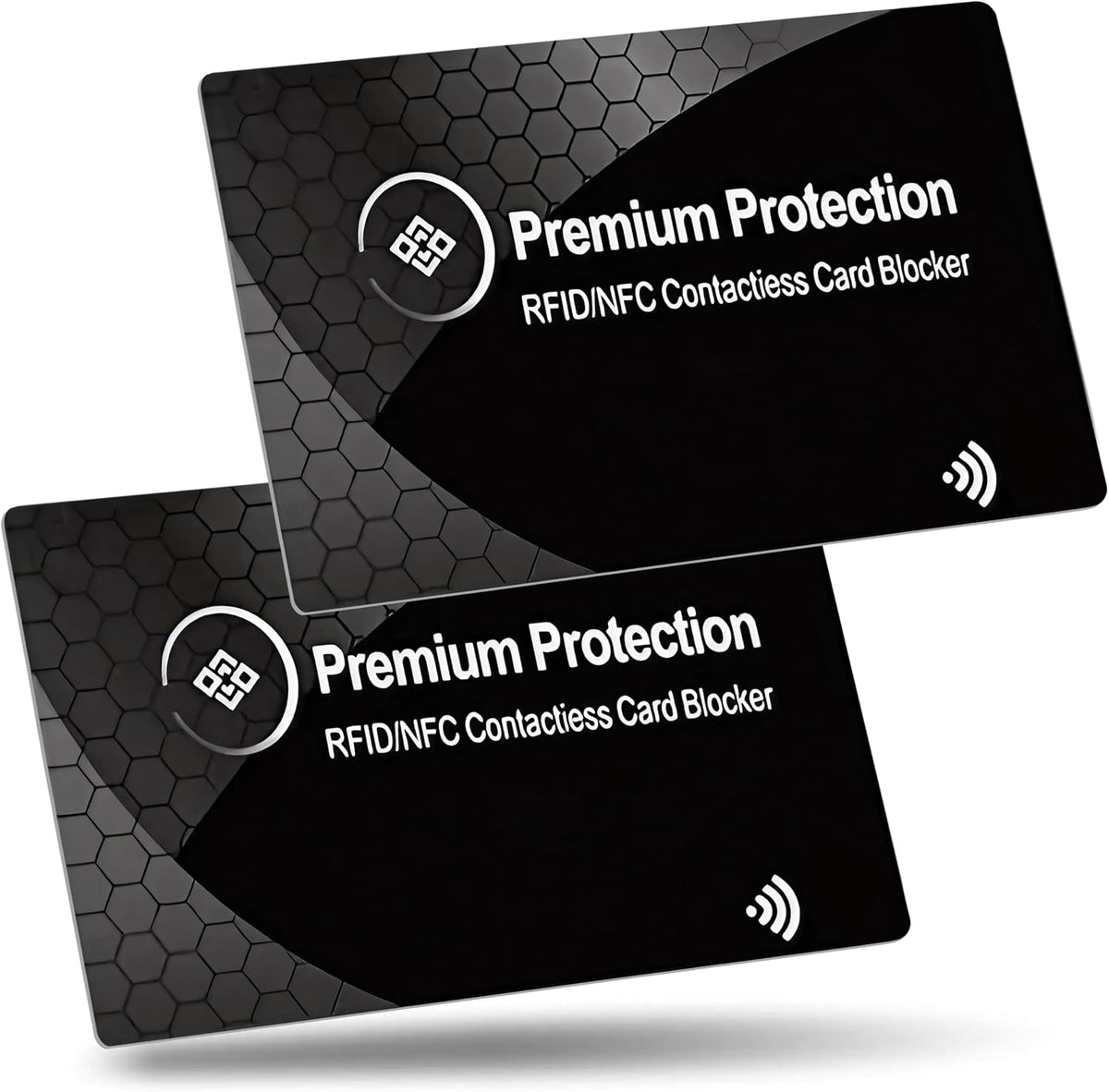 RFID Blocking Card (2 Pack) - 0.9mm Ultra Thin Credit & Debit Card Protector - One Card Shields Your Whole Wallet - Anti Fraud Contactless NFC Wallet Defender for Travel & Passport (Black)