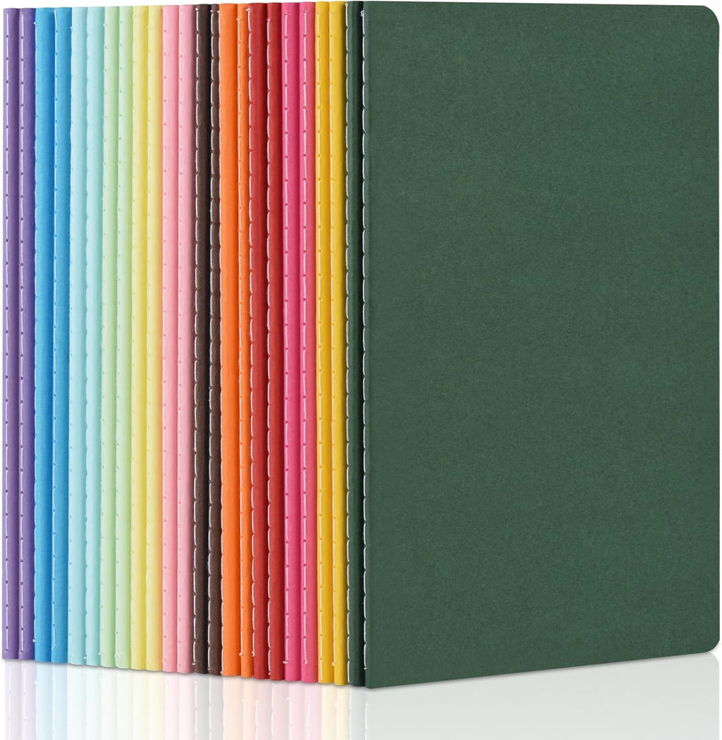 ZCZN 24 Pack Colorful Blank Notebooks Bulk, A5 Journals with 12 Colors, 60 Pages/30 Sheets, 8.3x5.5 Inch, Plain Paper, Travel Writing Journal Notebooks for Work & School