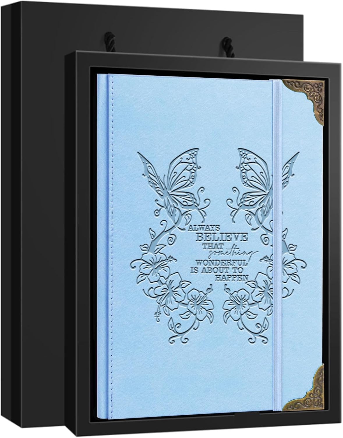 Butterfly Gifts for Women Men Butterfly Journal Floral Writing Notebook Encouragement Gift Inspirational A5 Notebooks for Work Travel School(Butterfly Believe -Light Blue)
