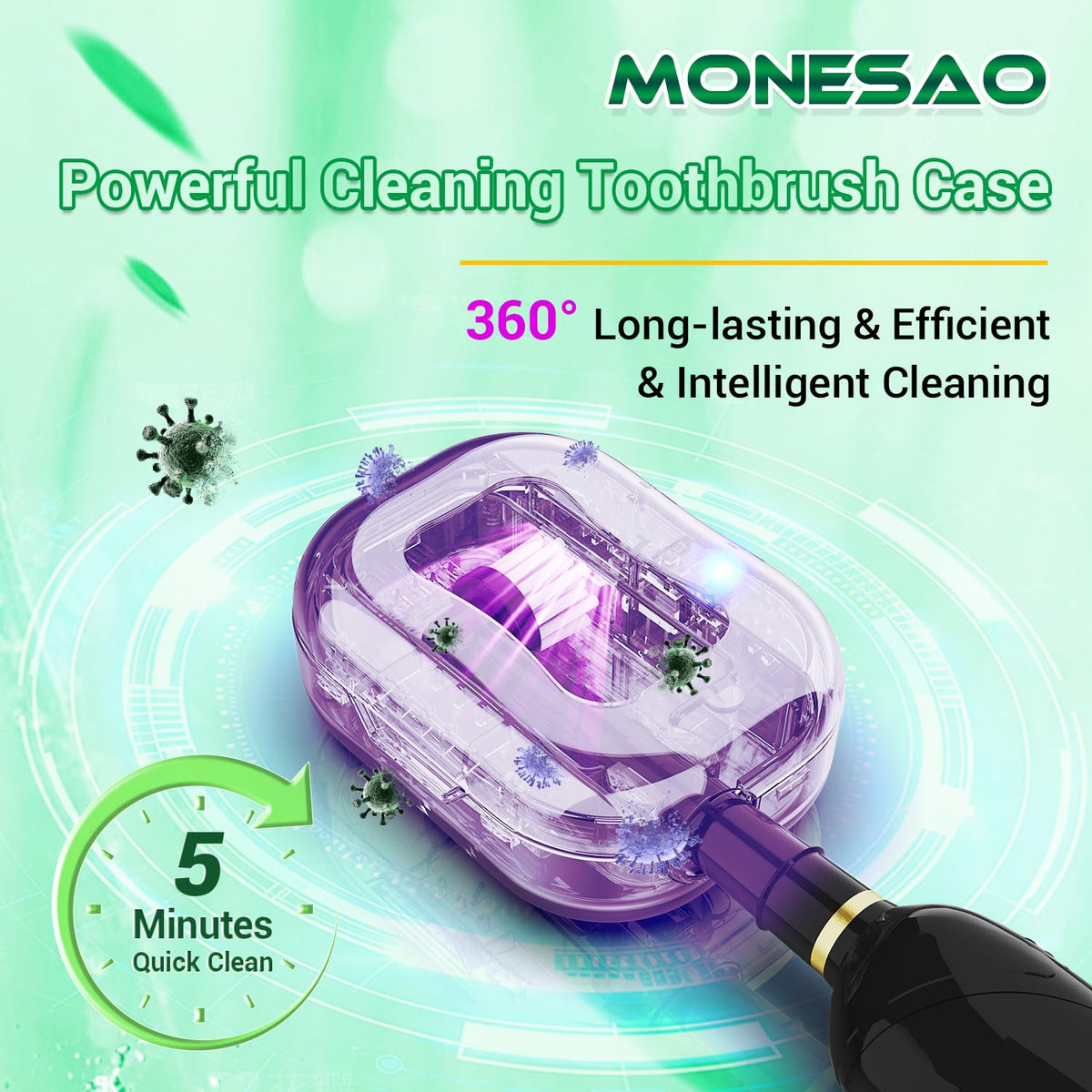 MONESAO Toothbrush Sanitizer Case, Toothbrush Covers with Holder