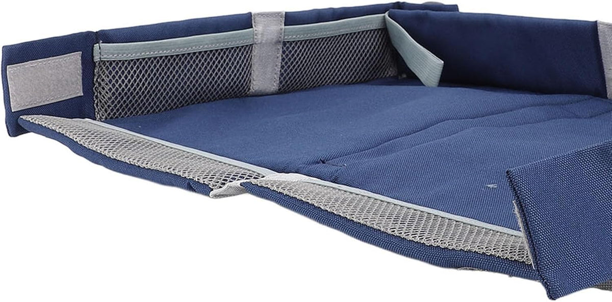 RiToEasysports Foldable Travel Tray Cover, Multifunctional Airplane Table Organizer with Toy Storage Bag for Kids Adults Planes Trains (Navy)