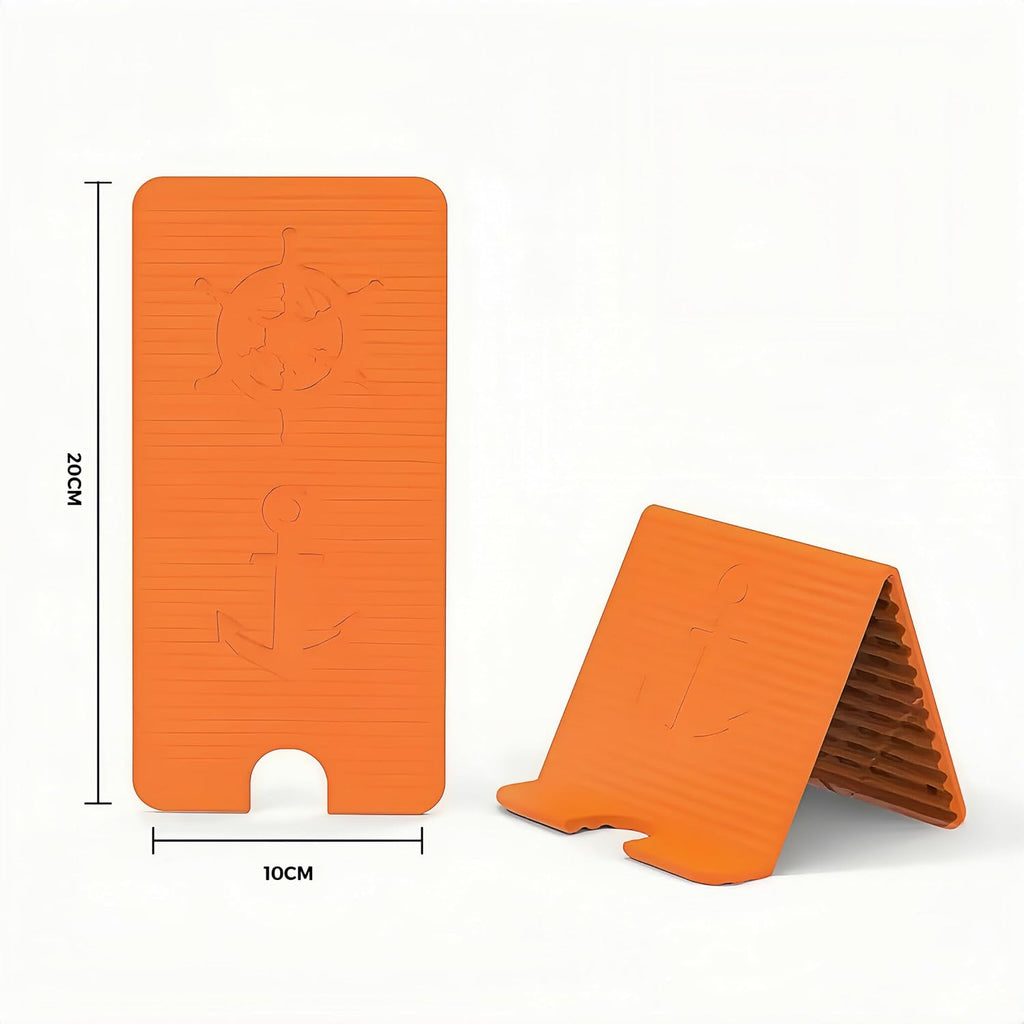 Flexible Silicone Aluminum Phone Holder Tablet Stand with Charging Port Design, Foldable Airplane Laptop/Phone Stand for Home Office Travel (Orange)