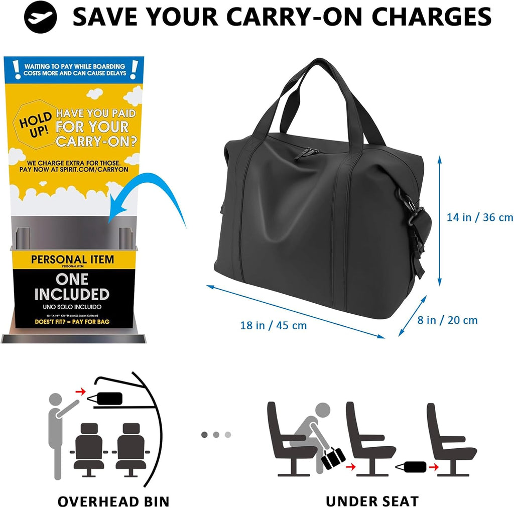 18x14x8 Personal Item Travel Bag for Spirit Airlines for Frontier Airlines