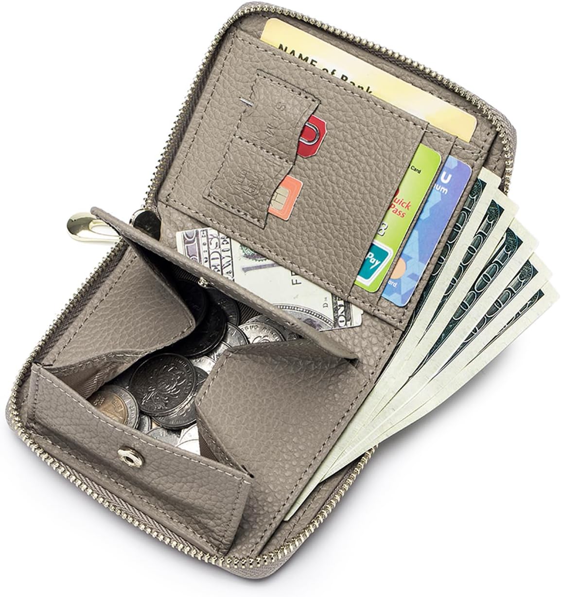 RFID Blocking Small Zip Around Wallet for Women, Slim Minimalist