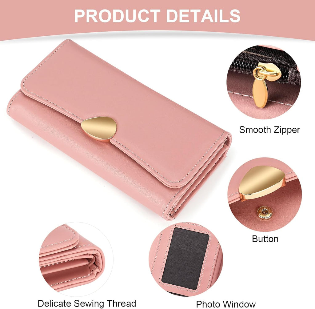 FALAN MULE Wallets for Women Trifold Wristlet Wallets Large Capacity RFID Blocking Ladies Purse Credit Card Holder