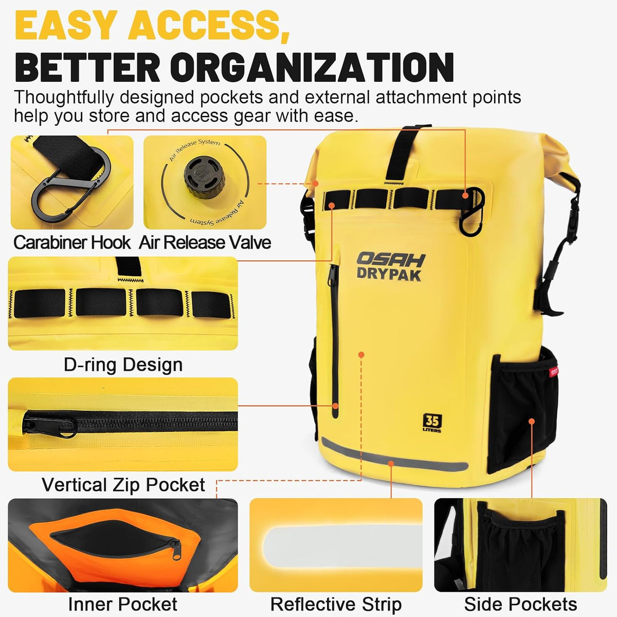Waterproof Dry Bag Backpack 25L/35L/55L/85L, Roll-Top Heavy Duty Rucksack