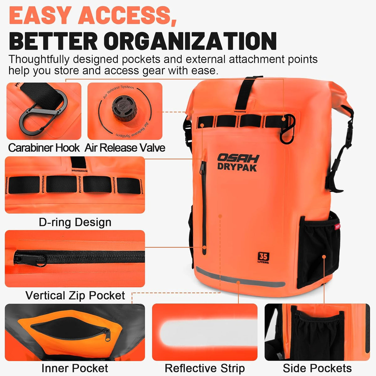 Waterproof Dry Bag Backpack 25L/35L/55L/85L, Roll-Top Heavy Duty Rucksack