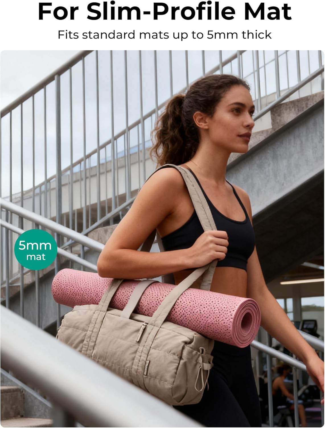 BAGSMART Reiki Gym Bag for Women Puffy Yoga Mat Travel Weekender Duffle Bag