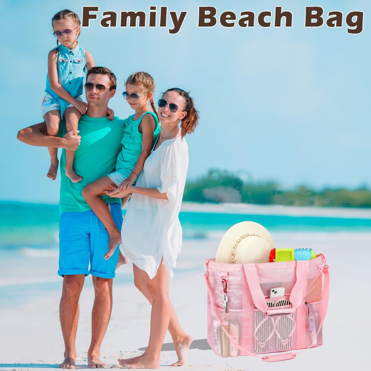 Fammart Large Mesh Beach Bag for Women, Oversized Beach tote Swim Pool Bag