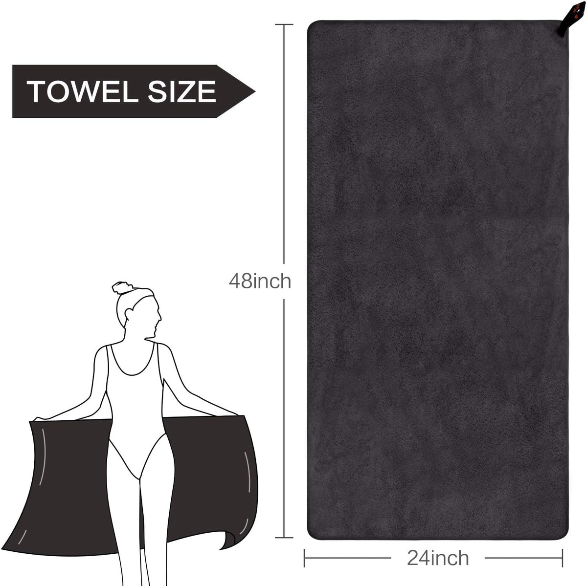 SUNLAND Microfiber Gym Bath Towels for Men Women 24x48In